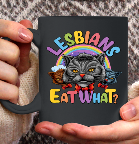 Lesbians Eat What Mug Pussy Cat Funny LGBT Pride Ceramic Mug 11oz 2