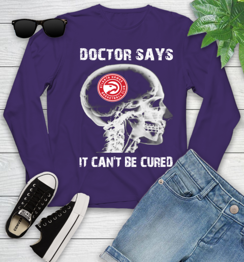 NBA Atlanta Hawks Basketball Skull It Can't Be Cured Shirt Youth Long Sleeve 4