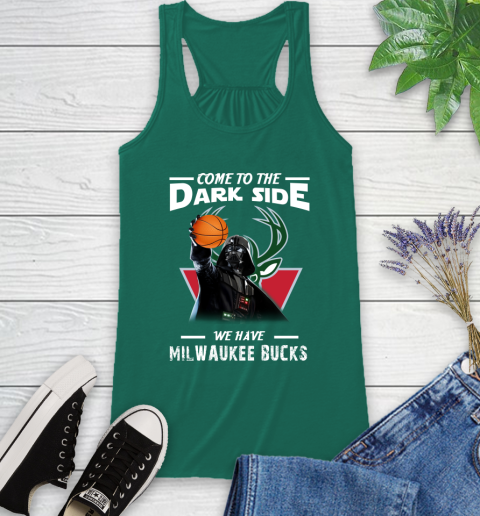NBA Come To The Dark Side We Have Milwaukee Bucks Star Wars Darth Vader Basketball Racerback Tank 6