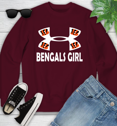 NFL Cincinnati Bengals Girl Under Armour Football Sports Youth Sweatshirt 4