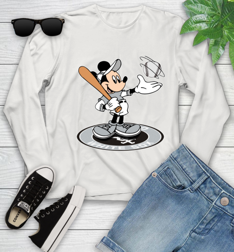 MLB Baseball Chicago White Sox Cheerful Mickey Disney Shirt Youth Long Sleeve 12