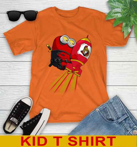 NHL Hockey Ottawa Senators Deadpool Minion Marvel Shirt Youth T-Shirt 8