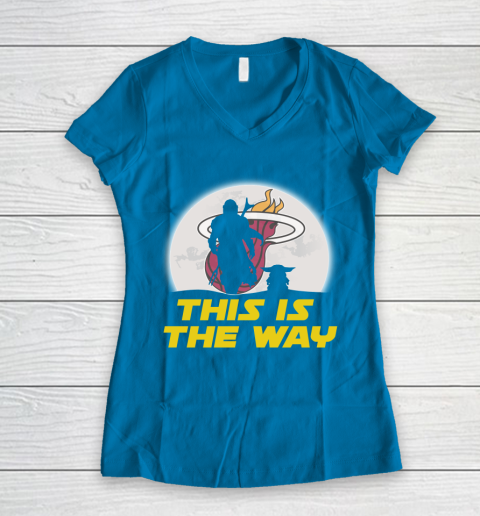 Miami Heat NBA Basketball Star Wars Yoda And Mandalorian This Is The Way Women's V-Neck T-Shirt 5