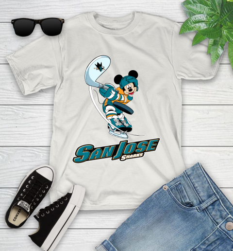 NHL Hockey San Jose Sharks Cheerful Mickey Mouse Shirt Youth T-Shirt 12