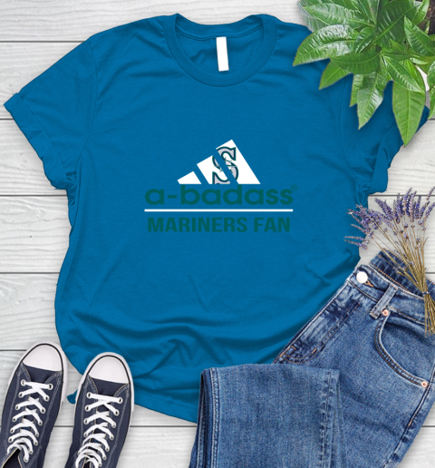 MLB A Badass Seattle Mariners Fan Adidas Baseball Sports Women's T-Shirt 10
