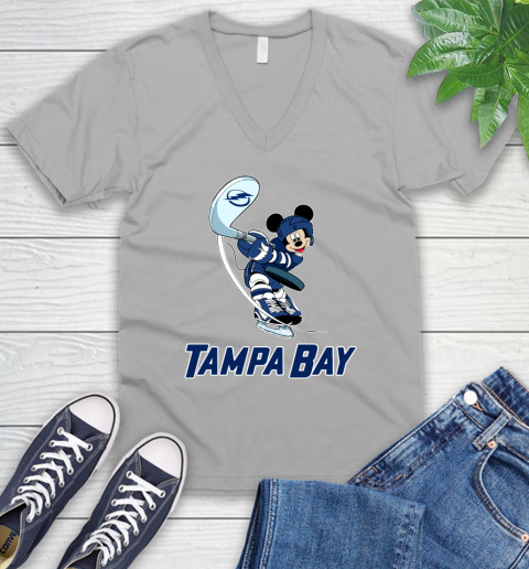 NHL Hockey Tampa Bay Lightning Cheerful Mickey Mouse Shirt V-Neck T-Shirt 5 NHL Hockey Tampa Bay Lightning Cheerful Mickey Mouse Shirt V-Neck T-Shirt - Image 5
