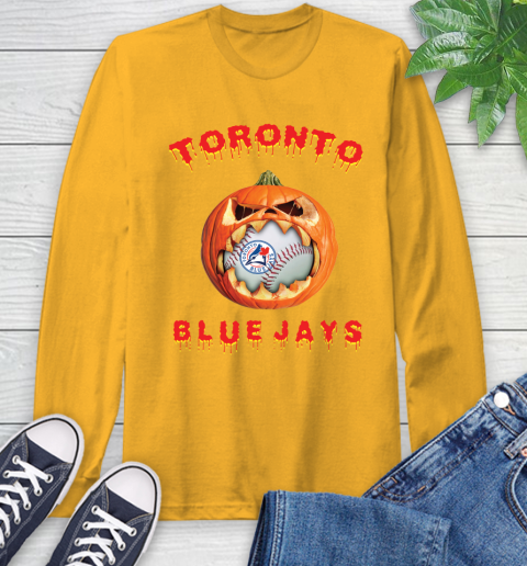 MLB Toronto Blue Jays Halloween Pumpkin Baseball Sports Long Sleeve T-Shirt 3