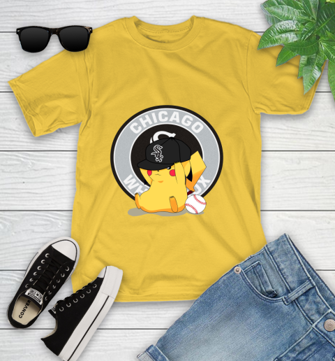 MLB Pikachu Baseball Sports Chicago White Sox Youth T-Shirt 8