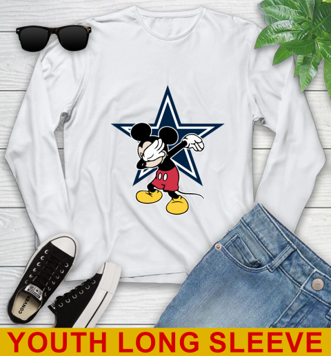 Dallas Cowboys NFL Football Dabbing Mickey Disney Sports Youth Long Sleeve