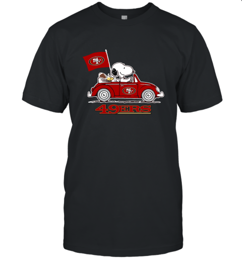 Snoopy And Woodstock Ride The San Francisco 49ers Car NFL Unisex Jersey Tee