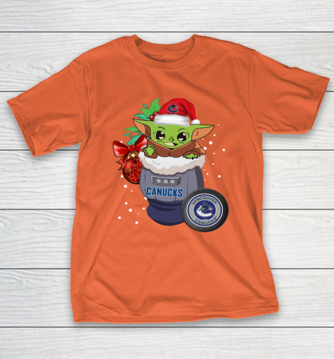 Vancouver Canucks Christmas Baby Yoda Star Wars Funny Happy NHL T-Shirt 6