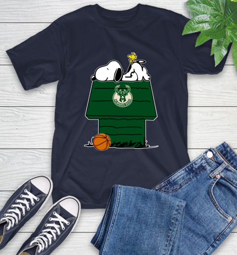 Milwaukee Bucks NBA Basketball Snoopy Woodstock The Peanuts Movie T-Shirt 4