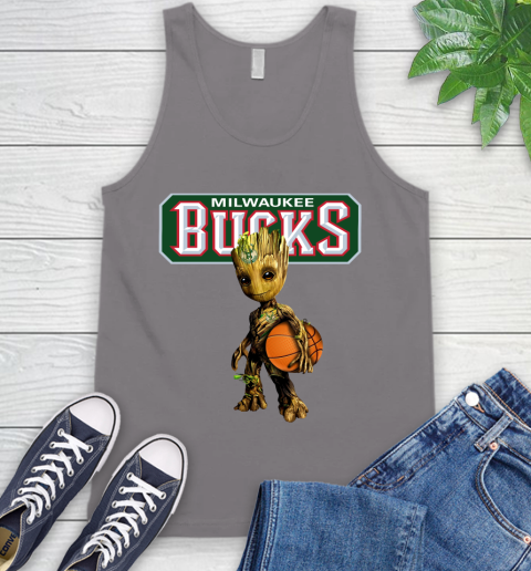 Milwaukee Bucks NBA Basketball Groot Marvel Guardians Of The Galaxy Tank Top 7