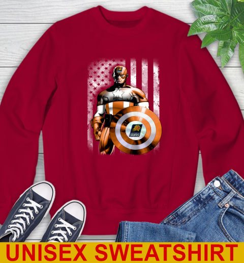 Phoenix Suns NBA Basketball Captain America Marvel Avengers American Flag Shirt Sweatshirt 9