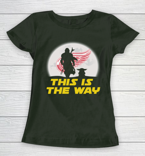 Detroit Red Wings NHL Ice Hockey Star Wars Yoda And Mandalorian This Is The Way Women's T-Shirt 4
