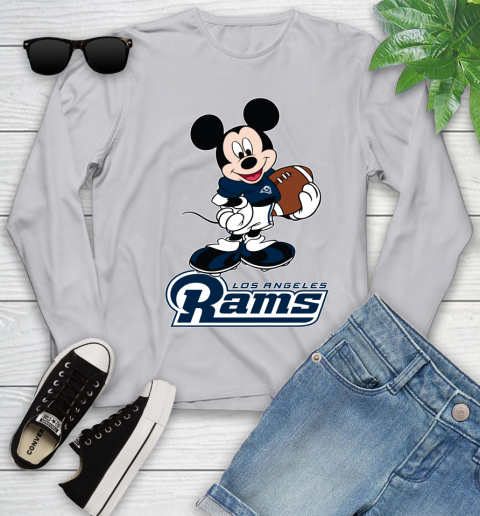 NFL Football Los Angeles Rams Cheerful Mickey Mouse Shirt Youth Long Sleeve 5