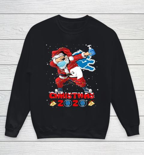 Detroit Lions Funny Santa Claus Dabbing Christmas 2020 NFL Youth Sweatshirt