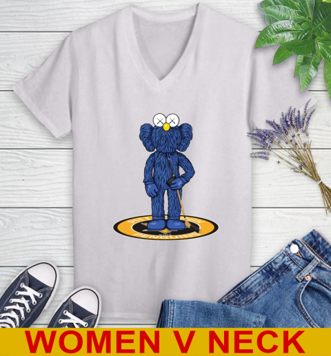 NHL Hockey Pittsburgh Penguins Kaws Bff Blue Figure Shirt Women's V-Neck T-Shirt