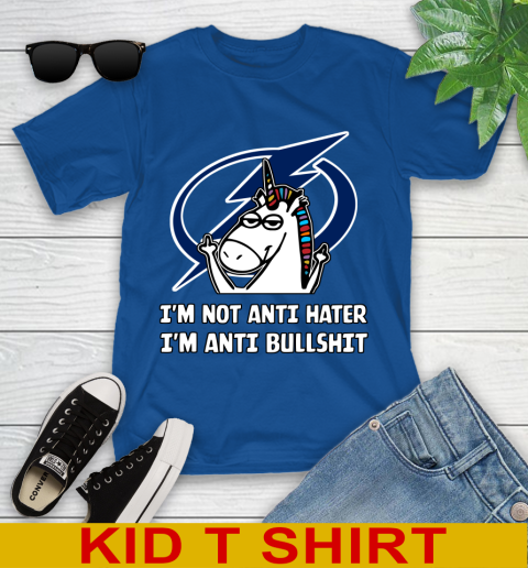 Tampa Bay Lightning NHL Hockey Unicorn I'm Not Anti Hater I'm Anti Bullshit Youth T-Shirt 10 Tampa Bay Lightning NHL Hockey Unicorn I'm Not Anti Hater I'm Anti Bullshit Youth T-Shirt - Image 10