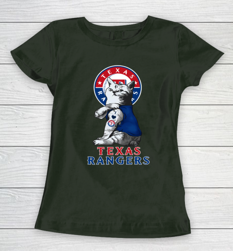 MLB Baseball My Cat Loves Texas Rangers Women's T-Shirt 4