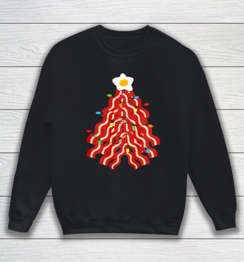 Funny Bacon Christmas Tree Egg Top Pork Lover Gift Sweatshirt