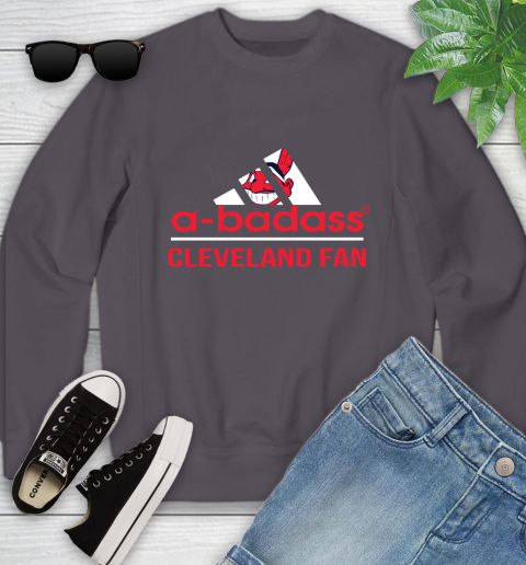 MLB A Badass Cleveland Indians Fan Adidas Baseball Sports Youth Sweatshirt