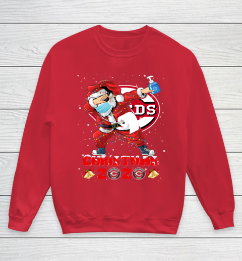 Cincinnati Reds Funny Santa Claus Dabbing Christmas 2020 MLB Youth Sweatshirt 7