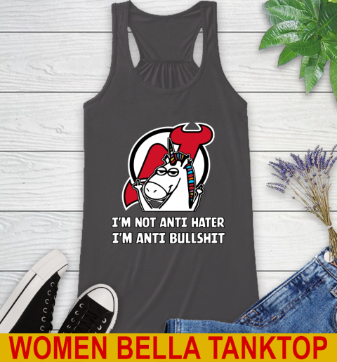 New Jersey Devils NHL Hockey Unicorn I'm Not Anti Hater I'm Anti Bullshit Racerback Tank 12