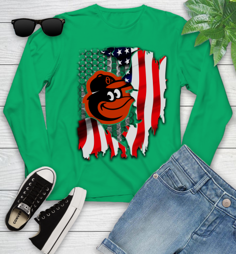 Baltimore Orioles MLB Baseball American Flag Youth Long Sleeve 7