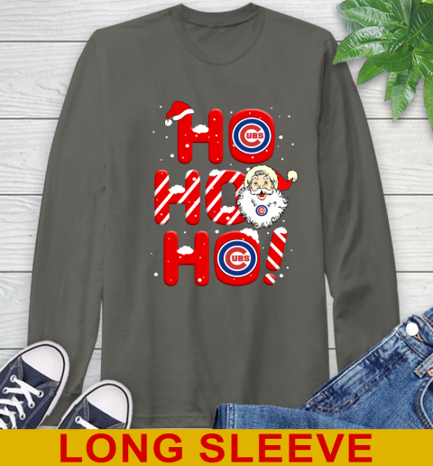 Chicago Cubs MLB Baseball Ho Ho Ho Santa Claus Merry Christmas Shirt Long Sleeve T-Shirt 10