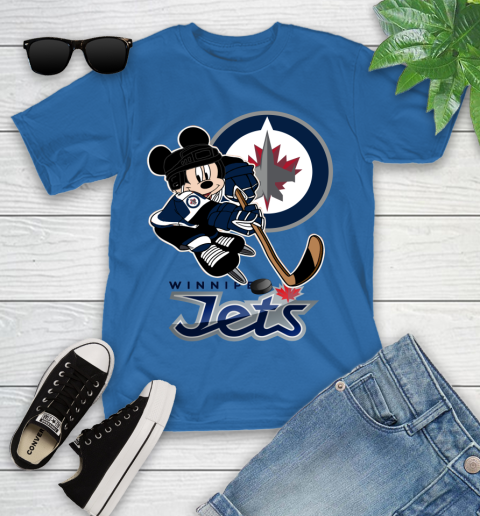 NHL Winnipeg Jets Mickey Mouse Disney Hockey T Shirt Youth T-Shirt 9