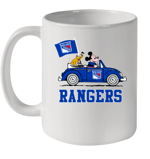 NHL Hockey New York Rangers Pluto Mickey Driving Disney Shirt Ceramic Mug 11oz
