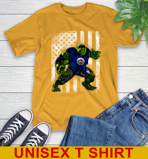 New York Mets Hulk Marvel Avengers MLB Baseball American Flag T-Shirt 2