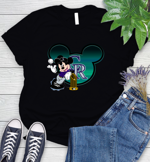MLB Colorado Rockies The Commissioner's Trophy Mickey Mouse Disney Women's T-Shirt 2