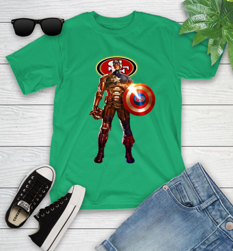 NFL Captain America Marvel Avengers Endgame Football Sports San Francisco 49ers Youth T-Shirt 6