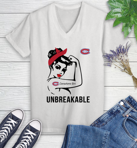 NHL Montreal Canadiens Girl Unbreakable Hockey Sports Women's V-Neck T-Shirt
