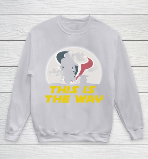 Houston Texans NFL Football Star Wars Yoda And Mandalorian This Is The Way Youth Sweatshirt 3