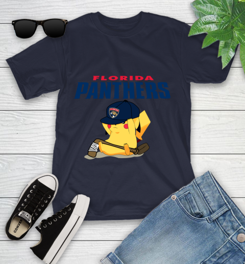 NHL Pikachu Hockey Sports Florida Panthers Youth T-Shirt 3