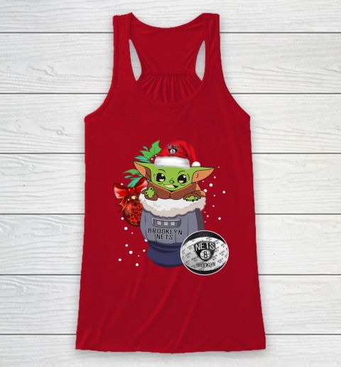 Brooklyn Nets Christmas Baby Yoda Star Wars Funny Happy NBA Racerback Tank 5