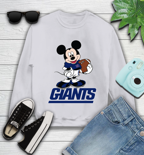 NFL Football New York Giants Cheerful Mickey Mouse Shirt Youth Sweatshirt - Image 5