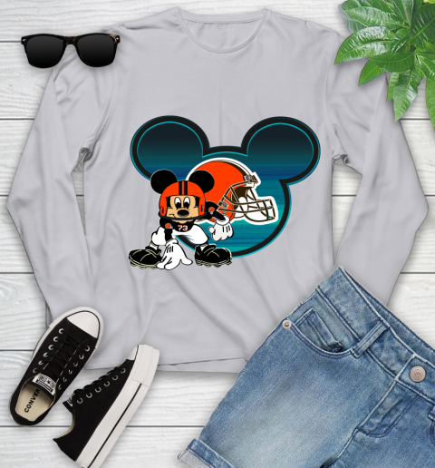NFL Cleveland Browns Mickey Mouse Disney Football T Shirt Youth Long Sleeve 5