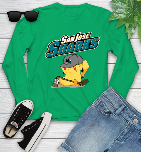 NHL Pikachu Hockey Sports San Jose Sharks Youth Long Sleeve 6