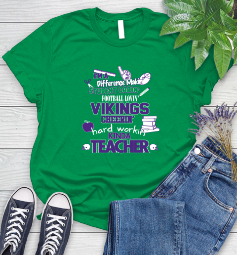 Minnesota Vikings NFL I'm A Difference Making Student Caring Football Loving Kinda Teacher Women's T-Shirt - Image 10