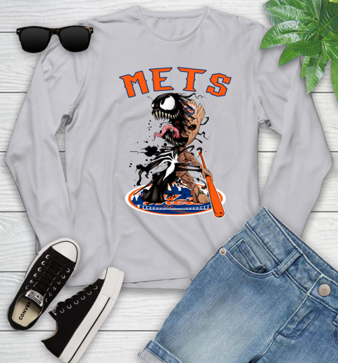 MLB New York Mets Baseball Venom Groot Guardians Of The Galaxy Youth Long Sleeve 5