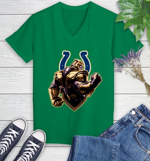 NFL Thanos Avengers Endgame Football Sports Indianapolis Colts Women's V-Neck T-Shirt 5
