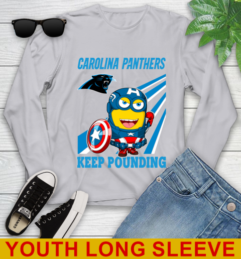 NFL Football Carolina Panthers Captain America Marvel Avengers Minion Shirt Youth Long Sleeve 5