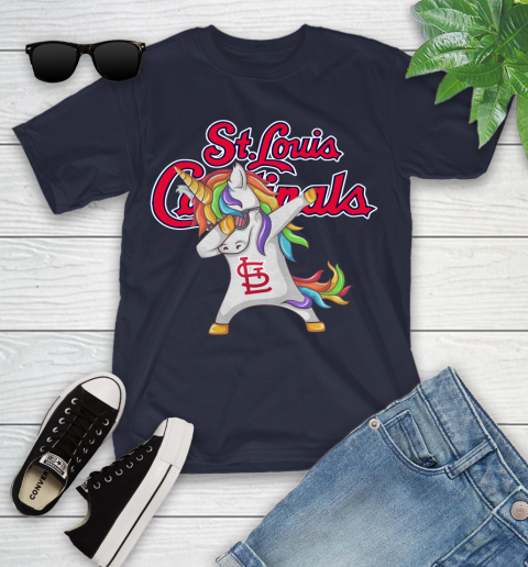 St.Louis Cardinals MLB Baseball Funny Unicorn Dabbing Sports Youth T-Shirt 3