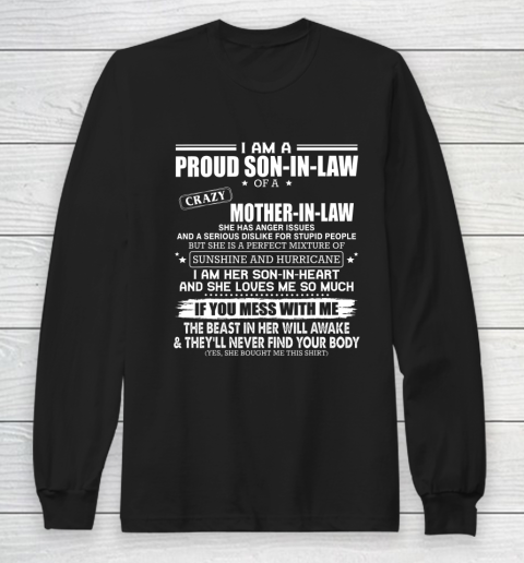 Son In Law Shirt  Im A Proud Son In Law Of A Crazy Mother In Law Gift Long Sleeve T-Shirt