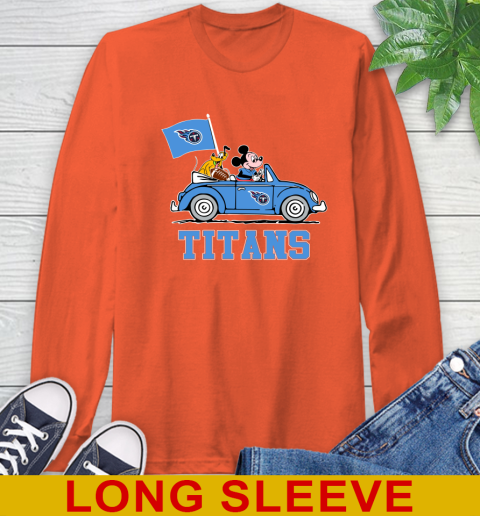 NFL Football Tennessee Titans Pluto Mickey Driving Disney Shirt Long Sleeve T-Shirt 5