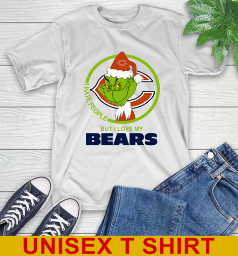 Chicago Bears NFL Christmas Grinch I Hate People But I Love My Favorite Football Team T-Shirt